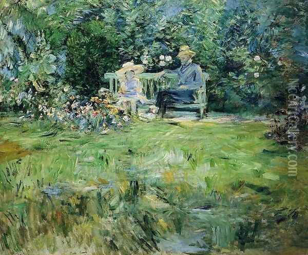 The Lesson In The Garden Oil Painting - Berthe Morisot