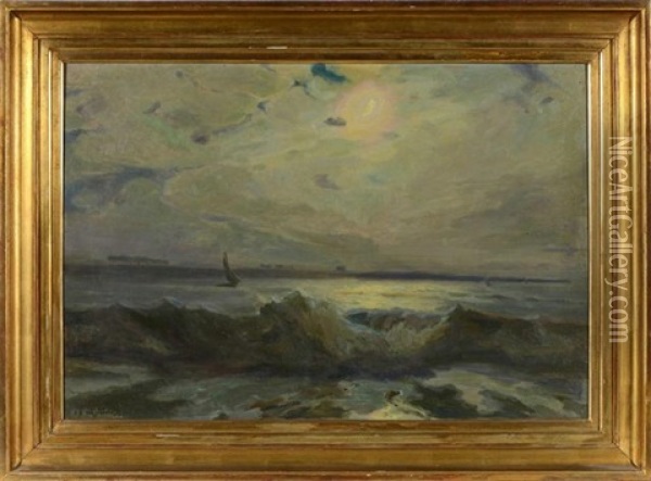 Marine Au Crepuscule Oil Painting - Emil Benediktoff Hirschfeld