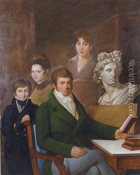 Portrait D'une Famille Dans Un Interieur Oil Painting - Francois Joseph Navez