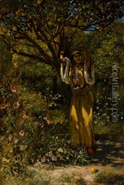 In The Garden Oil Painting - Edwin Lord Weeks