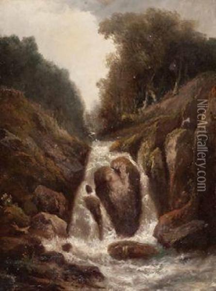 Wasserfall Imgebirgstal Oil Painting - Alphonse Cl. Antonin Fanart