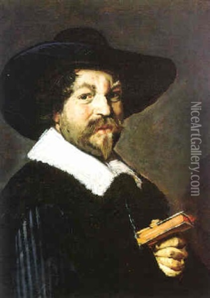 Portrait Of A Man Holding A Book Oil Painting - Frans Hals