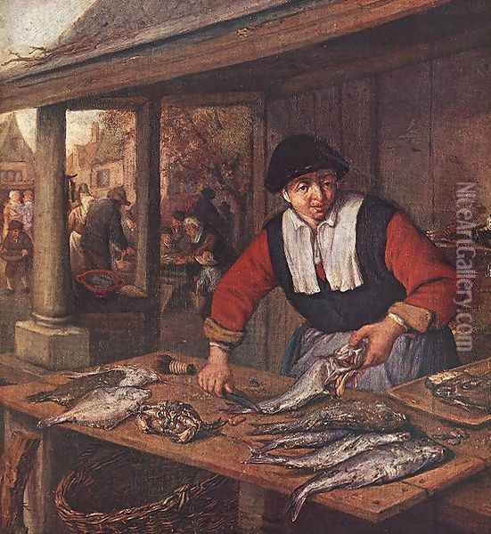 The Fishwife (2) c. 1672 Oil Painting - Adriaen Jansz. Van Ostade