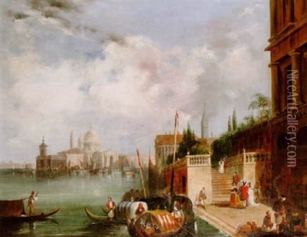 View Of Santa Maria Della Salute And The Dogana From The Mint Oil Painting - Edward Pritchett