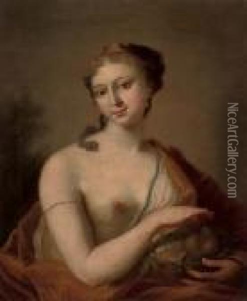 Portrait Of A Lady As Abundance, Half-length Oil Painting - Antoine Pesne