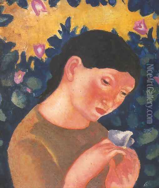 Girl with a Butterfly Oil Painting - Eugene Zak