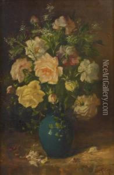 Vase Fleuri De Roses Oil Painting - Jules Felix Ragot
