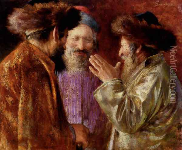 Three Rabbis Of Jerusalem Oil Painting - Isaac Snowman