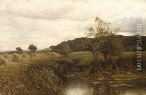 A cornfield near Wargrave on Thames Oil Painting - Henry John Kinnaird