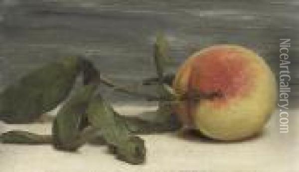 Still Life Of Peach With Twig Oil Painting - John William Godward