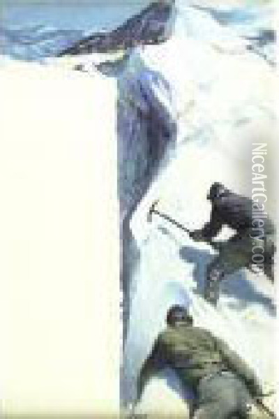 Mountain Climbers Oil Painting - William Henry Dethlef Koerner