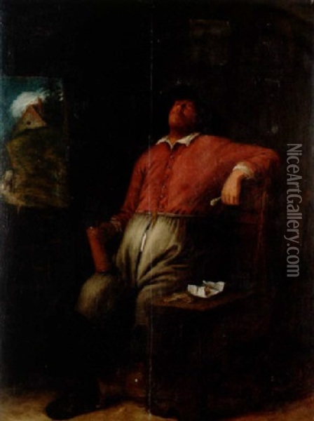 Man Med Olstop Och Kritpipa Oil Painting - David Ryckaert III