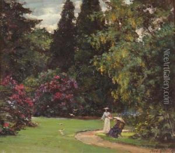 'hillfields Garden Oil Painting - Frederic Yates