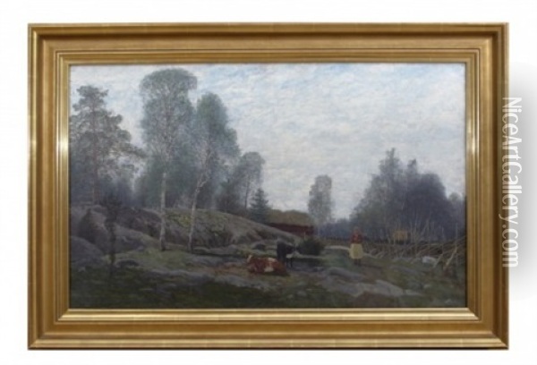 Ljustero Aug 1892 Oil Painting - Oscar Toerna
