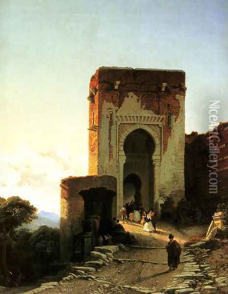 Porte de Justice, Alhammbra, Granada Oil Painting - Francois Antoine Bossuet