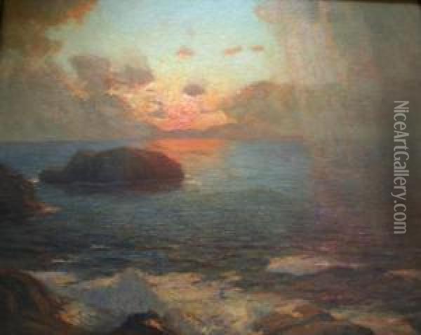 Ra,
Proi (!864-1942) Sunset,
Clearing After Rain Oil Painting - Julius Olsson