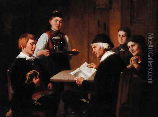 The Letter of Introduction, c.1880 Oil Painting - Reinhard Sebastian Zimmerman