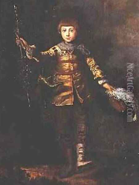Portrait of a young boy dancing in a wood Oil Painting - Eglon van der Neer