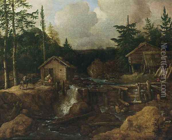 Scandinavian Wooded Landscape Oil Painting - Allaert van Everdingen