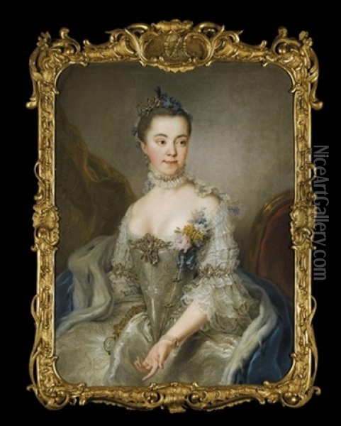 Portrait Of Princess Charlotte Amalie Wilhelmine Von Schleswig-holstein Sonderburg Plon, Seated Oil Painting - Stefano Torelli