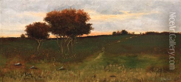 Autumn Sunset Oil Painting - Arthur Hoeber