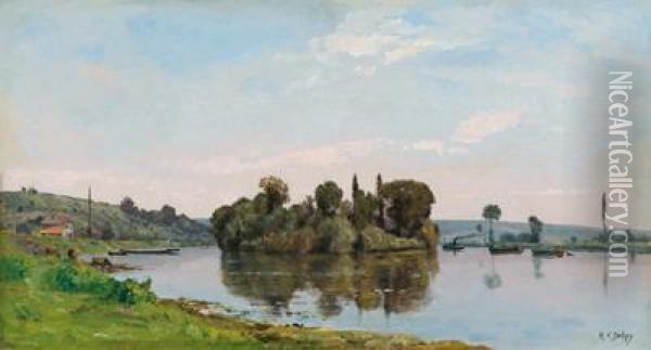 Paesaggio Fluviale Oil Painting - Hippolyte Camille Delpy