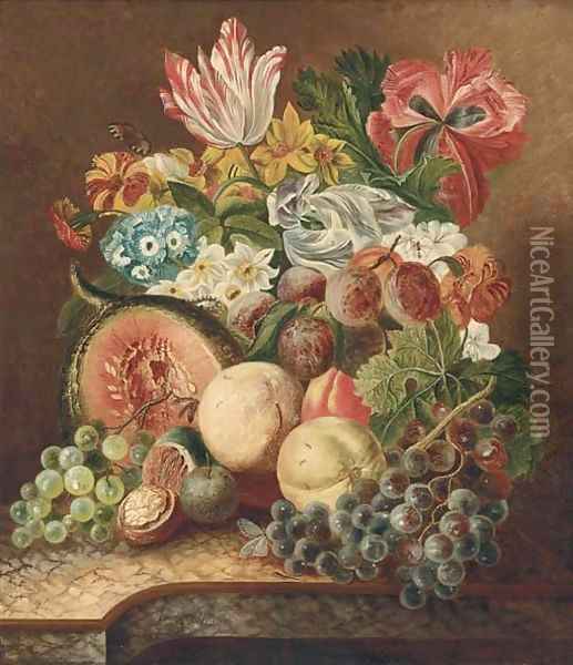 Grapes on the vine Oil Painting - Johannes or Jacobus Linthorst