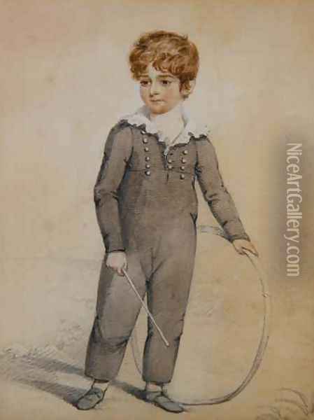 Boy with hoop Oil Painting - Thomas Heaphy