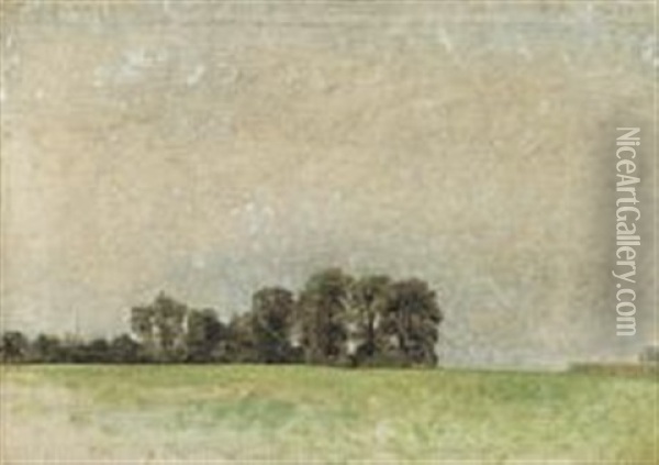 Landscape Study Oil Painting - Vilhelm Hammershoi