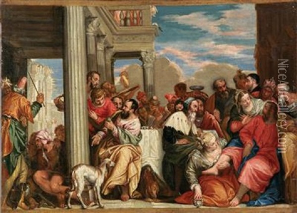 Feast In The House Of Simon The Pharisee Oil Painting - Valentin Lefebvre