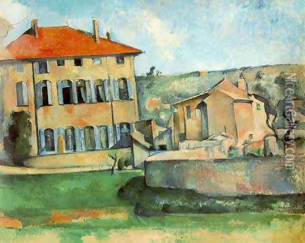 House And Farm At Jas De Bouffan Oil Painting - Paul Cezanne