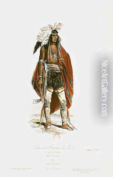 North American Indian, from Modes et Costumes Historiques, engraved by Hippolyte Louis Pauquet 1797-p.1862 1862 Oil Painting - Hippolyte Louis Pauquet