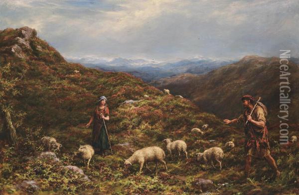 A Chance Meeting In The Highlands Oil Painting - William Linnell
