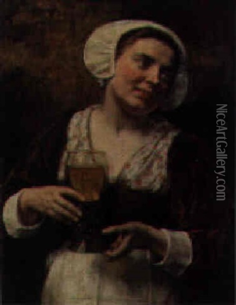 The Serving Maid Oil Painting - Eduard (Karl-Franz) von Gebhardt