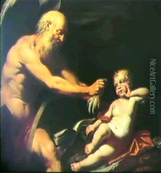 Tiden, Der Tager En Fjer Af Cupidos Vinge Oil Painting - Jusepe de Ribera