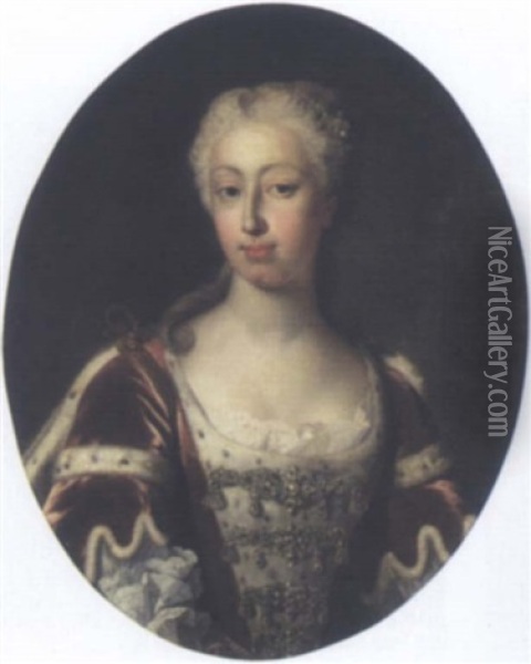 Portrait Of Augusta, Princess Of Wales Oil Painting - Jean-Baptiste van Loo