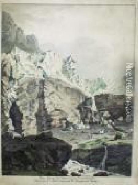 Une Partie Des Glaciers Du Grindelwald Oil Painting - Johann Ludwig Aberli
