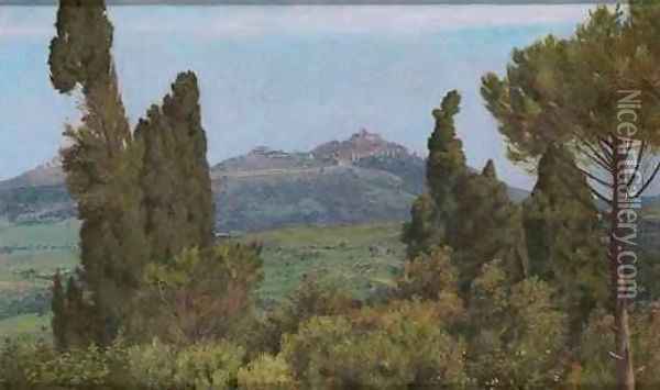 The View of Montecelio from the Villa dEste Tivoli Oil Painting - Matthew Ridley Corbet