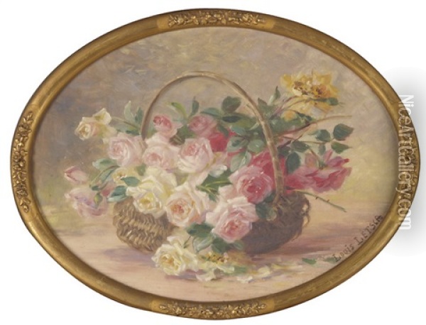 Rosen In Einem Henkelkorb Oil Painting - Louis Letsch