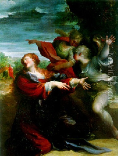 Sainte Marie-madeleine Et Deux Anges Oil Painting - Pietro Faccini