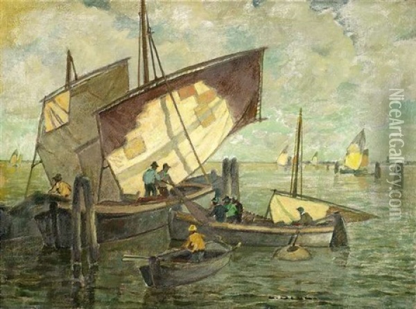 Venezianische Fischerboote Vor Chioggia Oil Painting - Ludwig Dill