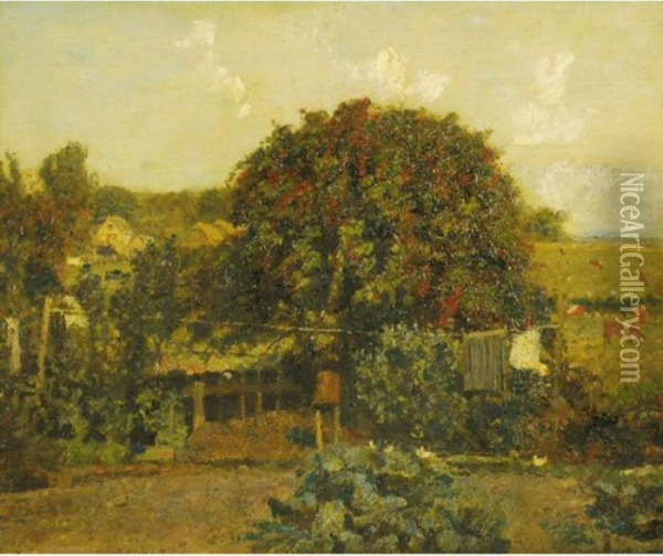 A Garden In Sussex Oil Painting - John William Buxton Knight