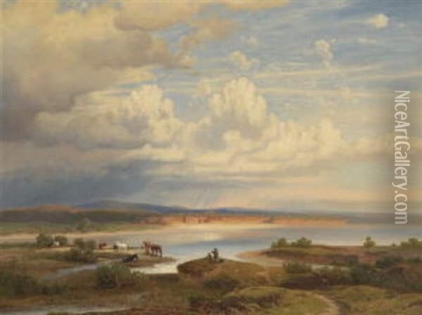 Uferlandschaft Oil Painting - Josef Mayburger