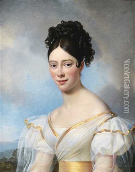 Presumed Portrait Of Maria Malibran Oil Painting - Alexandre Jean Dubois-Drahonet