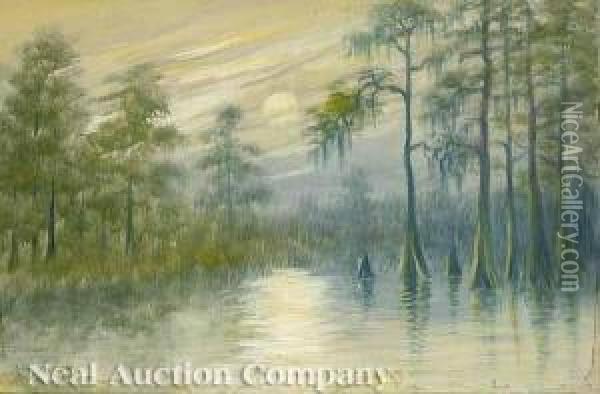 Louisiana Bayou At Dusk Oil Painting - Alexander John Drysdale