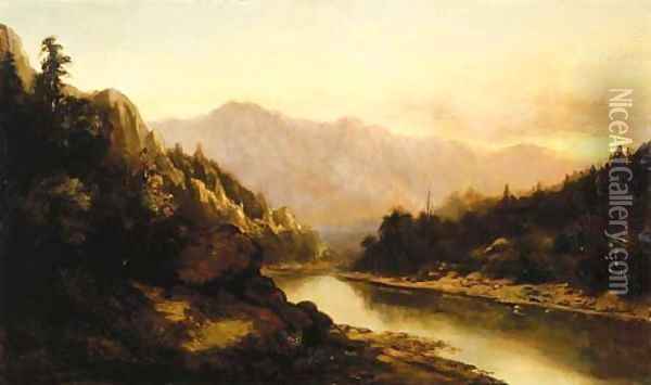 Sunrise in the Mountains Oil Painting - Thomas Hill