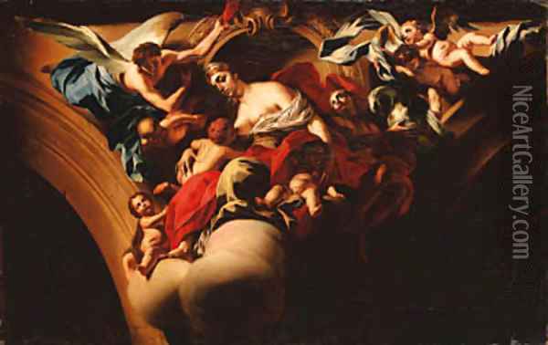 The Personification of Charity Oil Painting - Francesco Solimena