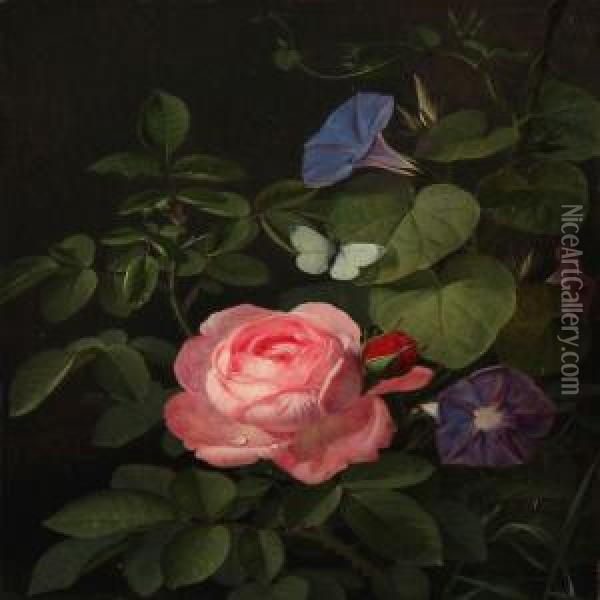 Roses And Bindweed Oil Painting - Otto Didrik Ottesen