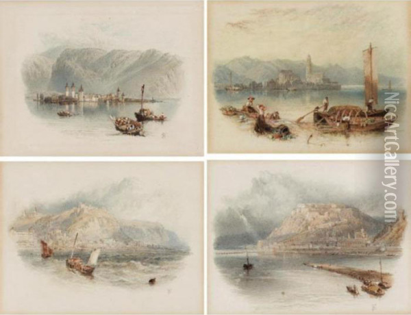 A Pair Of Italian Scenes; A Pair Of Coastal Scenes Oil Painting - Myles Birket Foster