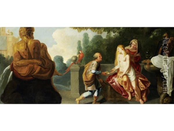 David And Bathsheba Oil Painting - Peter Van Lint
